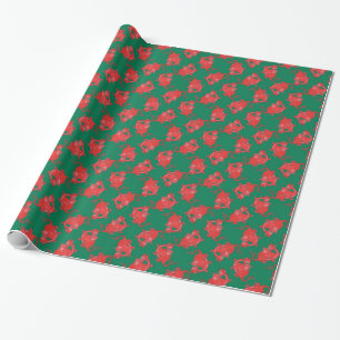 Papier Cadeau Des dragons rouges mignons sur du papier d'envelop