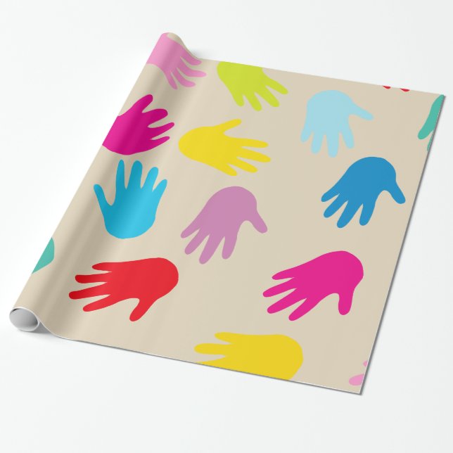 Papier Cadeau Des mains partout dans le monde emballer du papier (Déroulé)