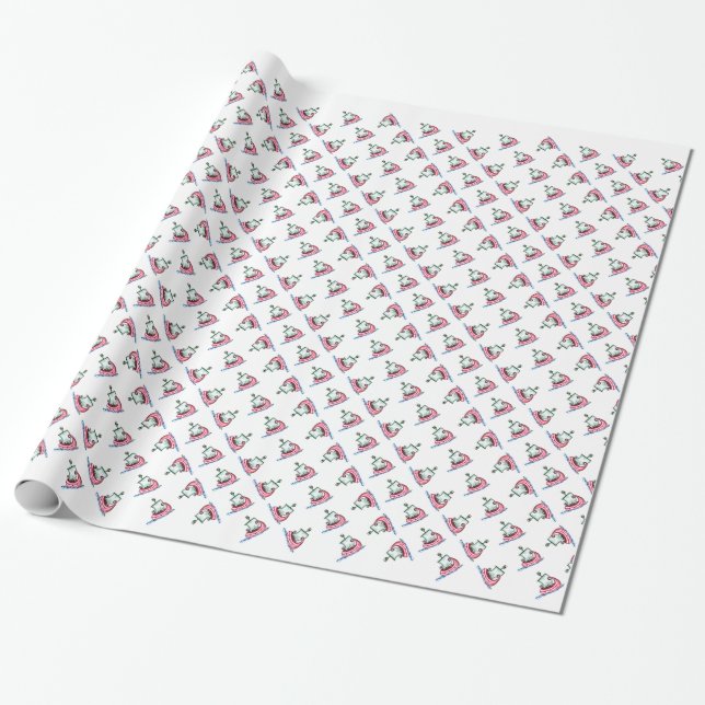 Papier Cadeau Des pingouins naviguant dans des centres de plaisa (Déroulé)