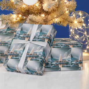 Papier Cadeau Des pingouins se rassemblent autour d'un arbre de 