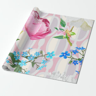 Papier Cadeau Des pivoines et des oubliettes. Arrière-plan trans