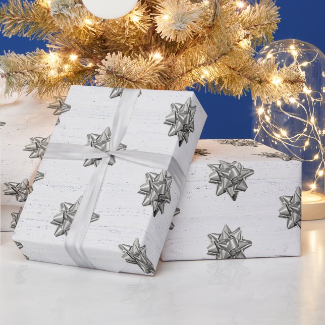 Papier Cadeau Des vaches d'argent sur le bois blanc (Vacances)