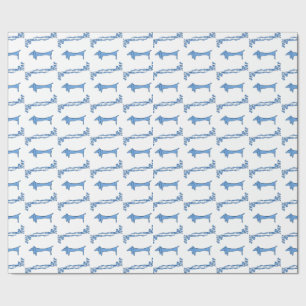 Papier Cadeau Descriptions de mosaïque Delft Blue Dachshunds