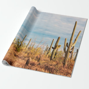 Papier Cadeau Désert avec les cactus du Saguaro