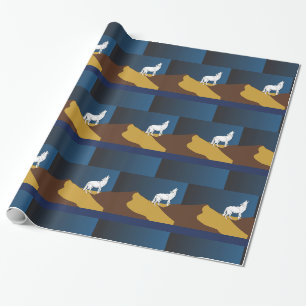 Papier Cadeau Desert Coyote Howling Pleine lune Thunder_Cove