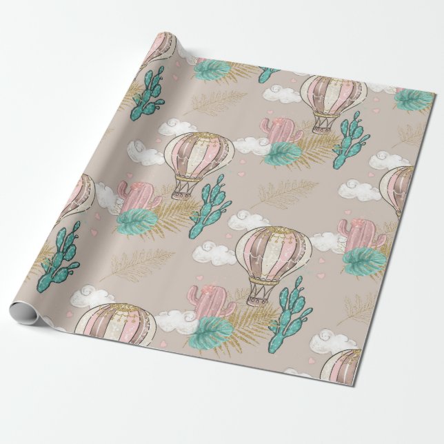 Papier Cadeau Désert tropical de Faux Parties scintillant (Déroulé)