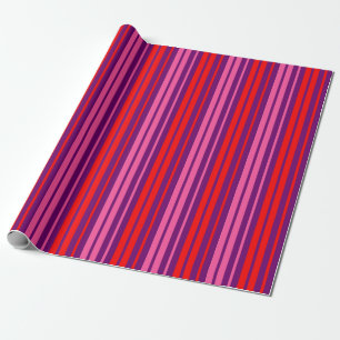Papier Cadeau Design à rayures verticales rose violet rouge  