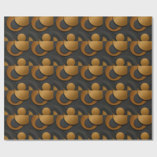 Papier Cadeau Design abstrait géométrique noir et or de luxe