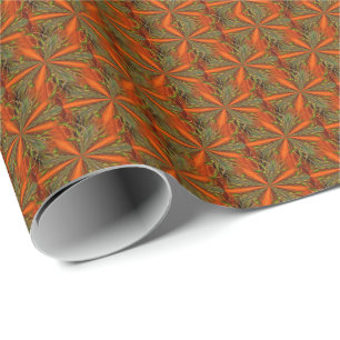 Papier Cadeau Design abstrait Orange Et Vert
