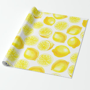 Papier Cadeau Design citrons aquarelle