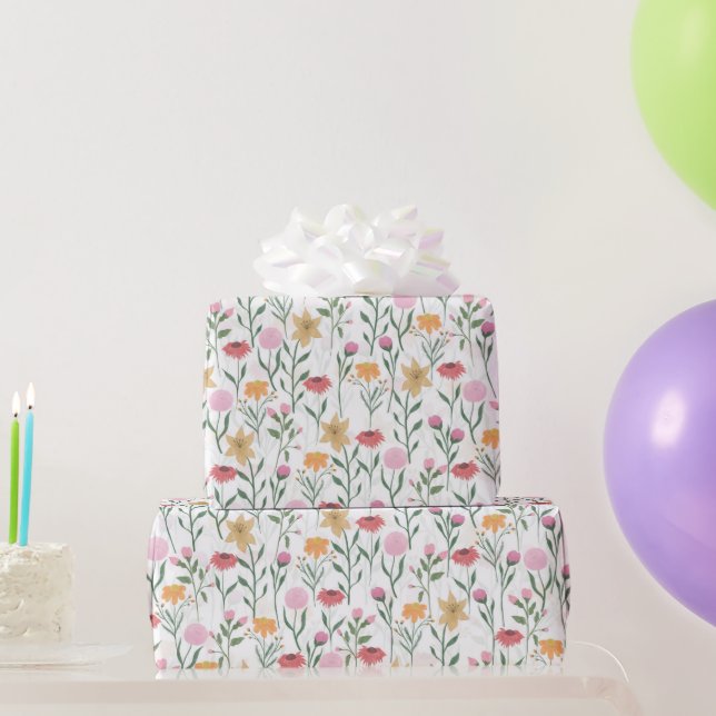 Papier Cadeau Design couleur Fleur sauvage aquarelle (Cadeaux de fête)