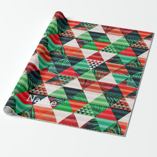 Papier Cadeau Design d'arbre de Noël plein de couleurs heureux n
