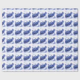 Papier Cadeau Design de carreaux de voile bleu Delft