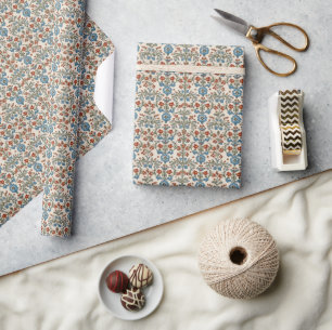 Papier Cadeau Design de fleur d'art populaire scandinave