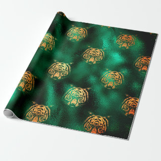 Papier Cadeau Design de Lion avec papier d'Arrière - plan vert