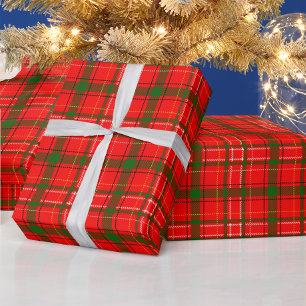 Papier Cadeau Design de Motif de Noël Tartan rouge