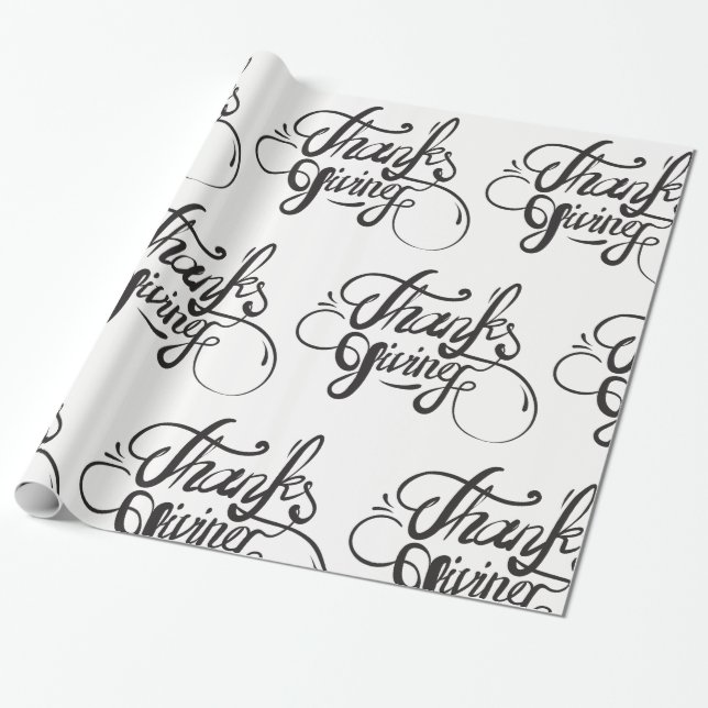 Papier Cadeau Design de texte noir - Thanksgiving (Déroulé)