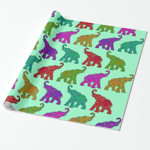 Papier Cadeau Design de tuiles motifs Elephant Walk