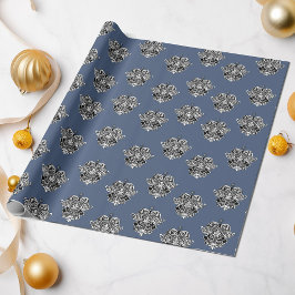Papier Cadeau Design d'ornement victorien gris bleu