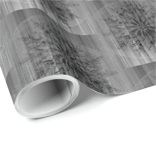 Papier Cadeau Design élégant gris flocon de neige design Noël