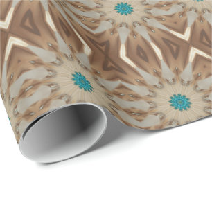 Papier Cadeau Design élégant Kaleidoscopique Brown Turquoise