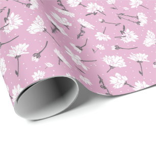 Papier Cadeau Design Floral Rose - Art Fleur Élégant