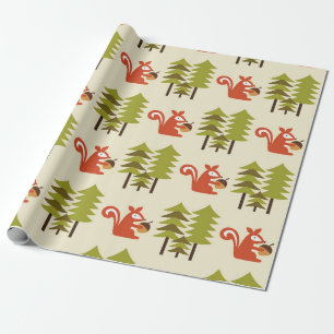 Papier Cadeau design motif de forêt mignon et transparent. Vinta
