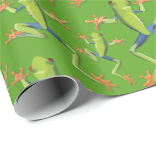 Papier Cadeau Design Motif de grenouilles à arbre vert