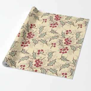 Papier Cadeau Design motif Holly berry