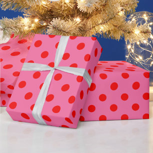 Papier Cadeau Design Pois rouge sur rose
