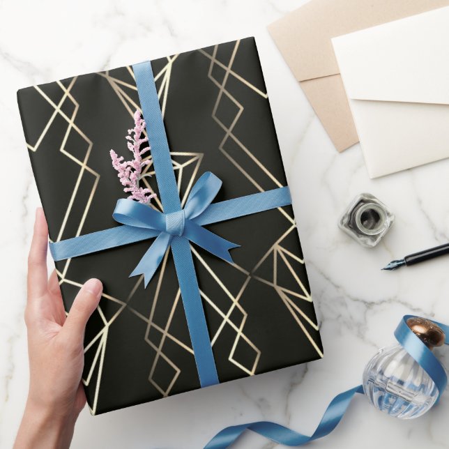 Papier Cadeau Design rétro classique en noir et or (Cadeaux)