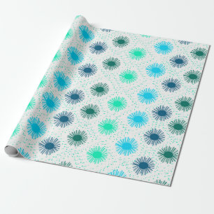 Papier Cadeau Design Sunburst du milieu du siècle en nuances de