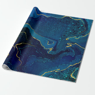 Papier Cadeau Design tendance bleu turquoise en marbre