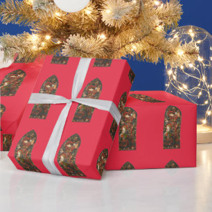 Papier Cadeau Design Vintage Noël Vitrail