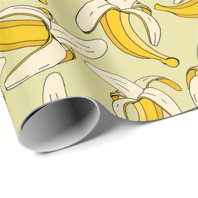 Papier Cadeau Dessin amusant Bananes Jungle Party Thème (Coin rond)