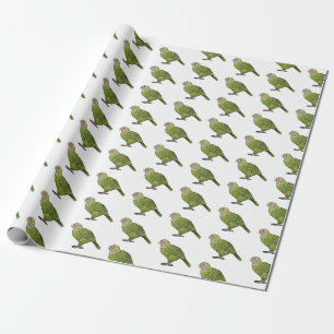 Papier Cadeau dessin animé d'oiseaux de Kakapo