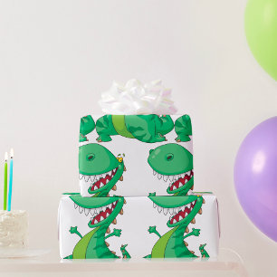 Papier Cadeau Dessin animé drôle de dinosaure T-Rex rugissant