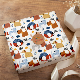 Papier Cadeau Dessin coloré fou chien moelleux doodles