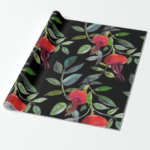 Papier Cadeau Dessin d'aquarelle botanique motif dogrose. Brig