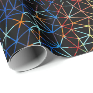 Papier Cadeau dessin de fil abstrait sur noir
