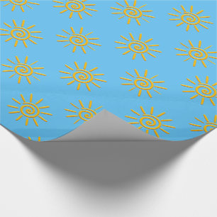 Papier Cadeau Dessin de soleil jaune 3D sur un motif