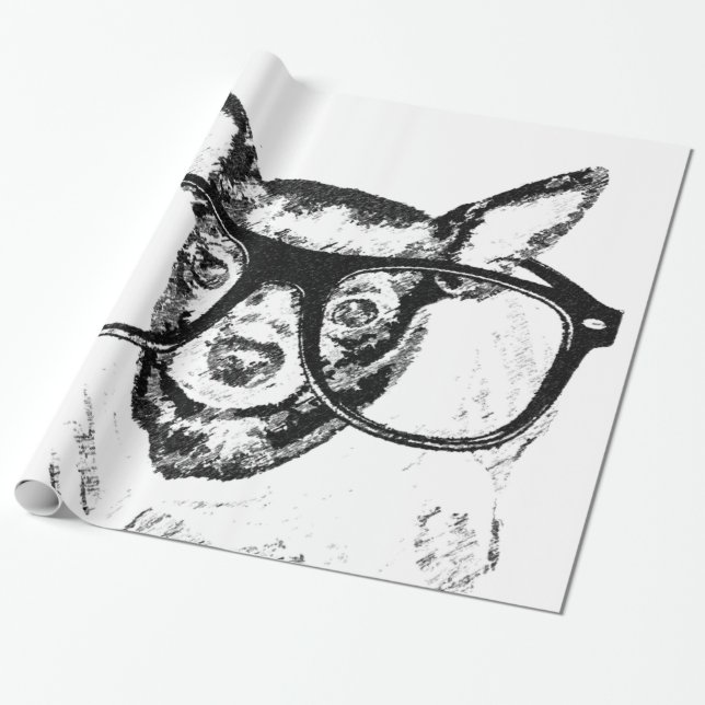 Papier Cadeau Dessin d'illustration de chien de chiwawa (Déroulé)