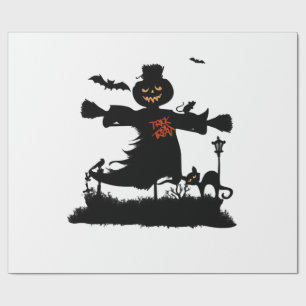 Papier Cadeau Dessin drôle d'Halloween avec épouvantail