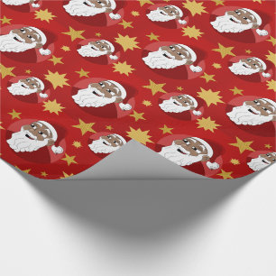 Papier Cadeau Dessin du Père Noël noir souriant
