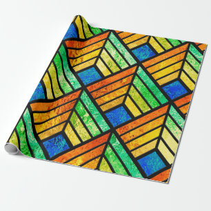 Papier Cadeau Dessin d'un vitrail. Motif transparent