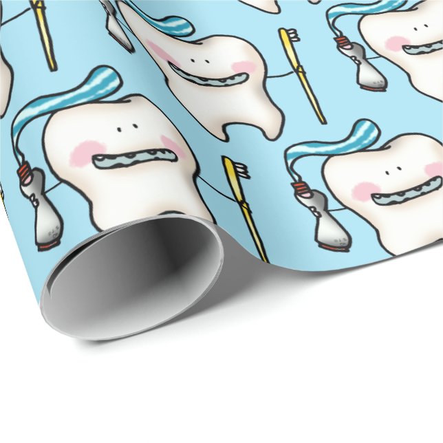 Papier Cadeau dessin humoristique sur les dents (Coin rond)