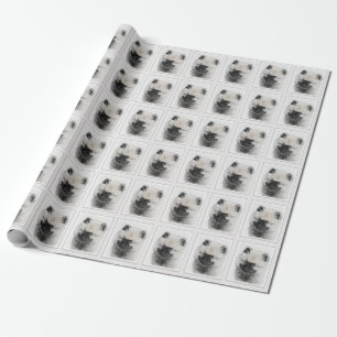 Papier Cadeau Dessin Keeshond Chiot - Joli dessin original Chien