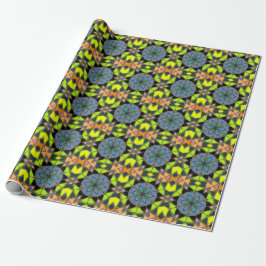 Papier Cadeau Dessin Mandala Green Blue et Orange