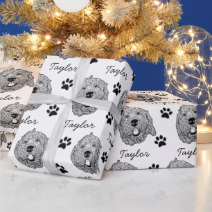 Papier Cadeau Dessin personnalisé Goldendoodle Chien