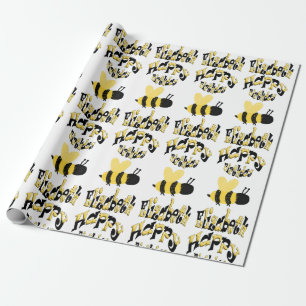 Papier Cadeau Dessin personnalisé unique Bumblebee Doodle B-Day